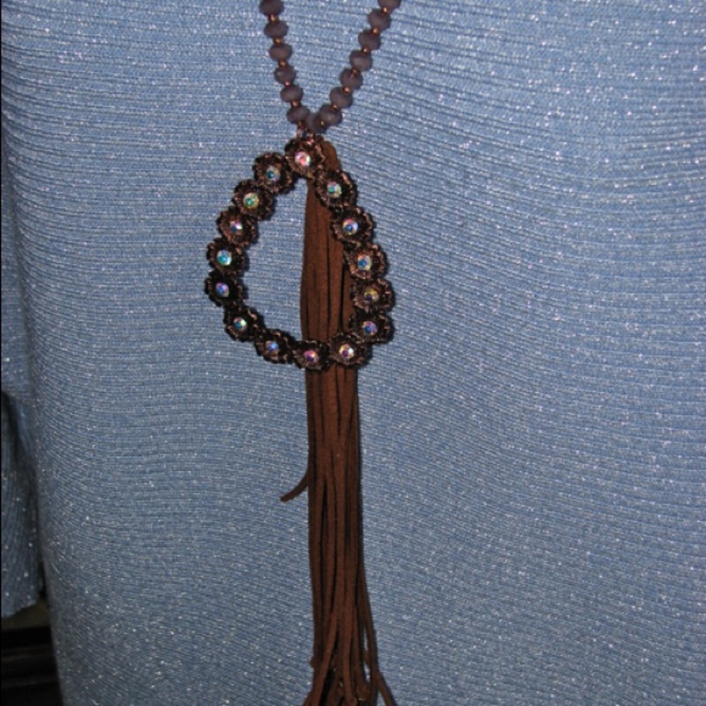 Boho Chic Beaded &Tasseled Necklace/Earrings Set